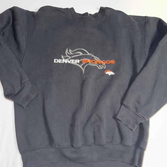 VTG 7 LOGO NFL DENVER BRONCOS FLEECE PULLOVER SWEATSHIRT BLACK , XL, IS USED - Picture 1 of 4